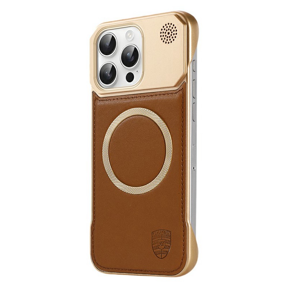 For iPhone 16 Pro Aromatherapy Case Compatible with MagSafe Borderless Heat Dissipation Leather + PC Phone Cover - Brown