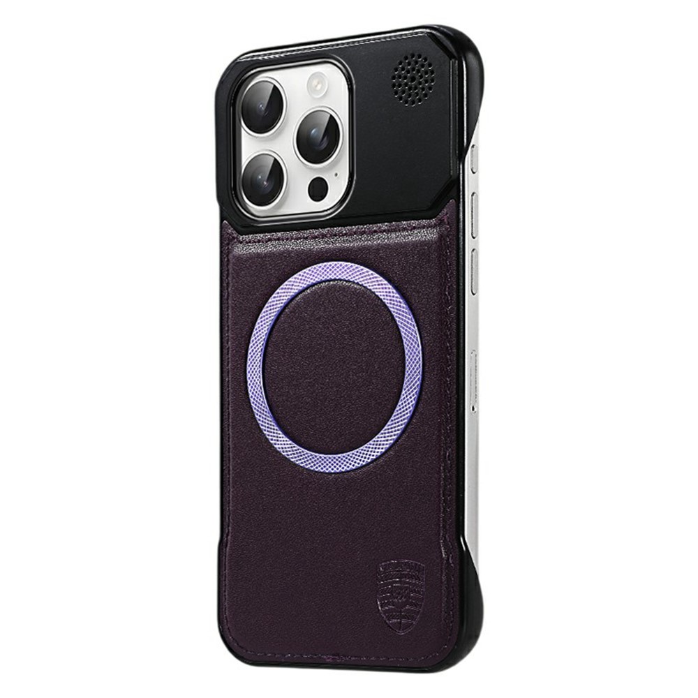 For iPhone 16 Pro Aromatherapy Case Compatible with MagSafe Borderless Heat Dissipation Leather + PC Phone Cover - Purple