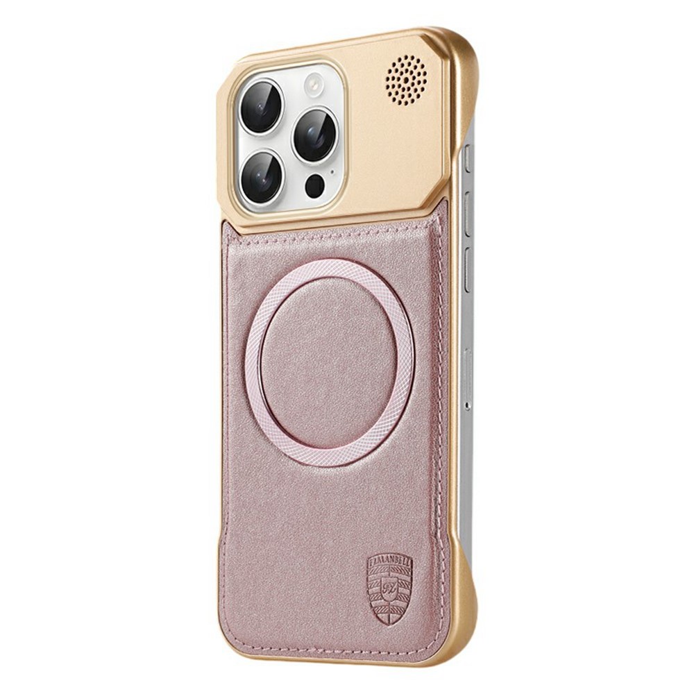 For iPhone 16 Pro Max Aromatherapy Case Compatible with MagSafe Borderless Heat Dissipation Leather + PC Phone Cover - Pink