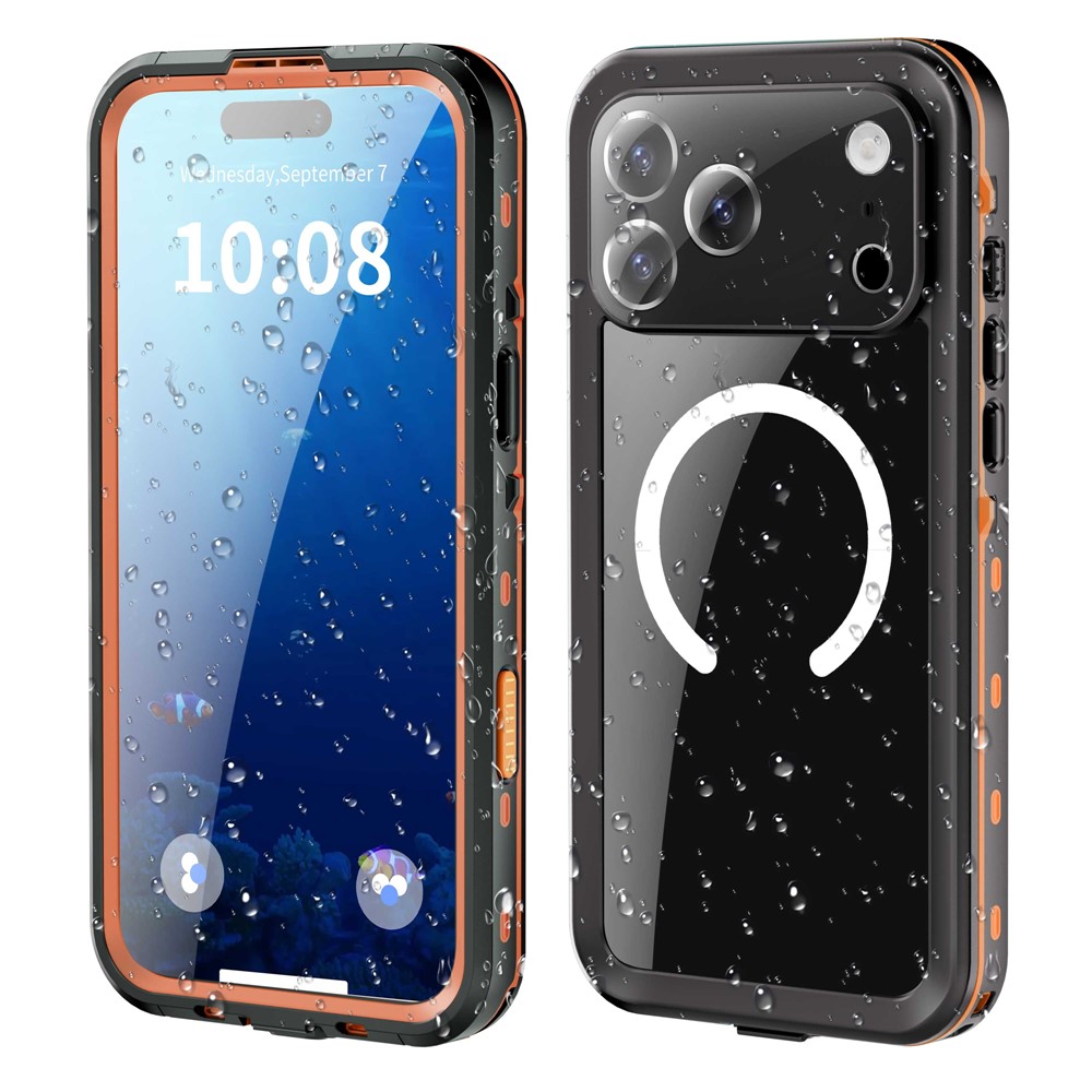REDPEPPER Dot+ Series For iPhone 17 Pro Max Cellphone Case Compatible with MagSafe IP68 Waterproof Clear Back Phone Cover - Orange