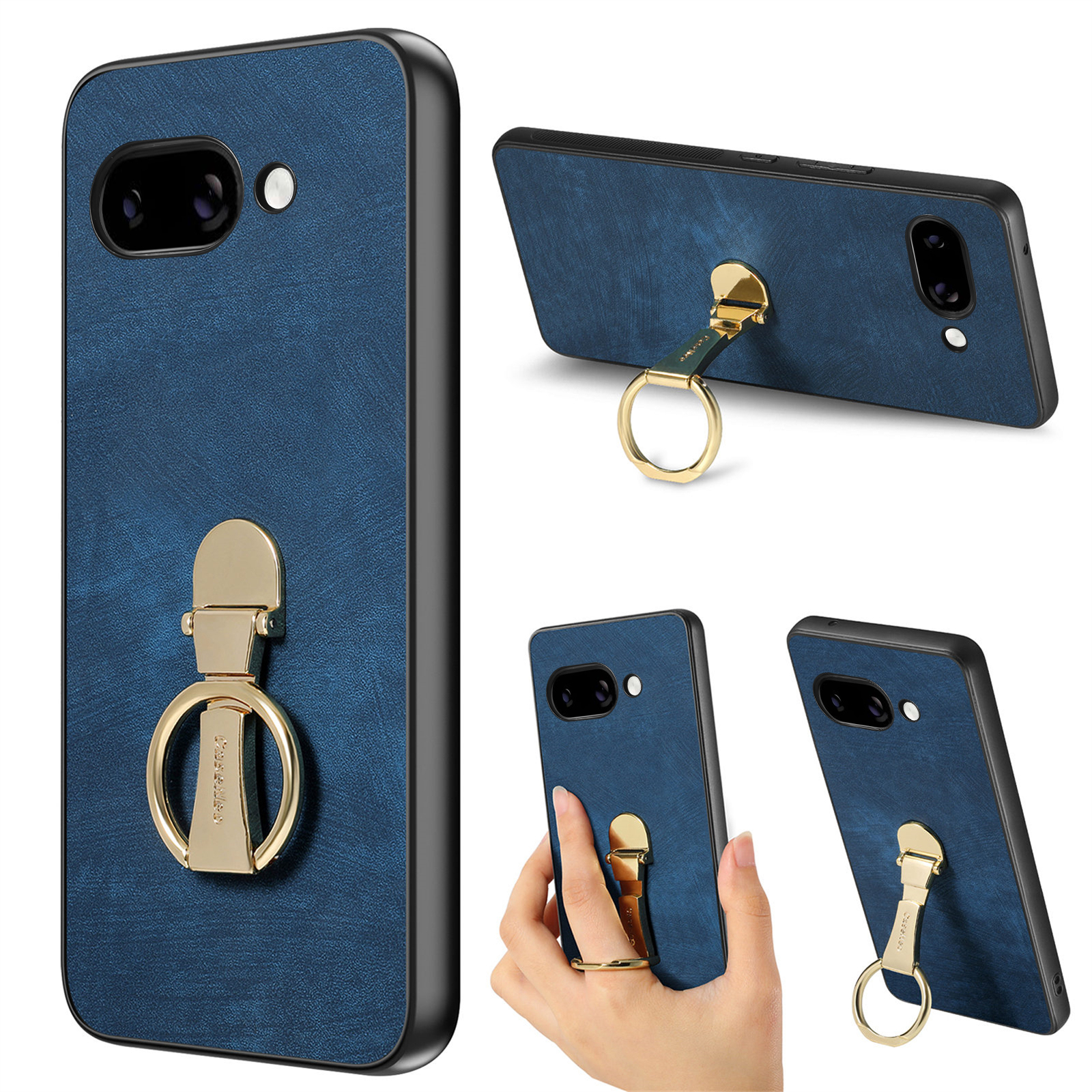 For Google Pixel 9a Case CASENEO D22 Folding Kickstand Retro Leather Back Phone Cover - Blue