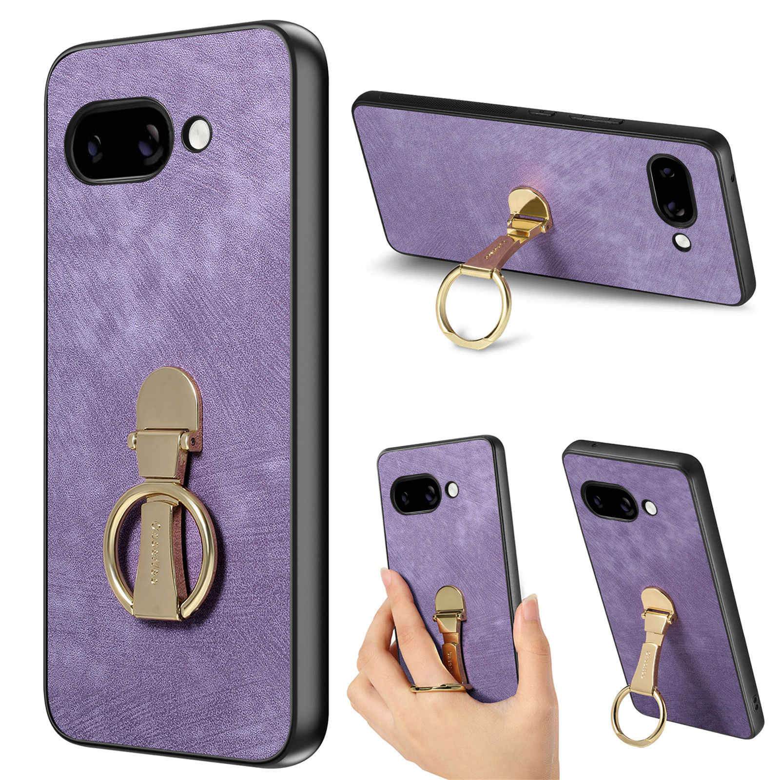 For Google Pixel 9a Case CASENEO D22 Folding Kickstand Retro Leather Back Phone Cover - Purple