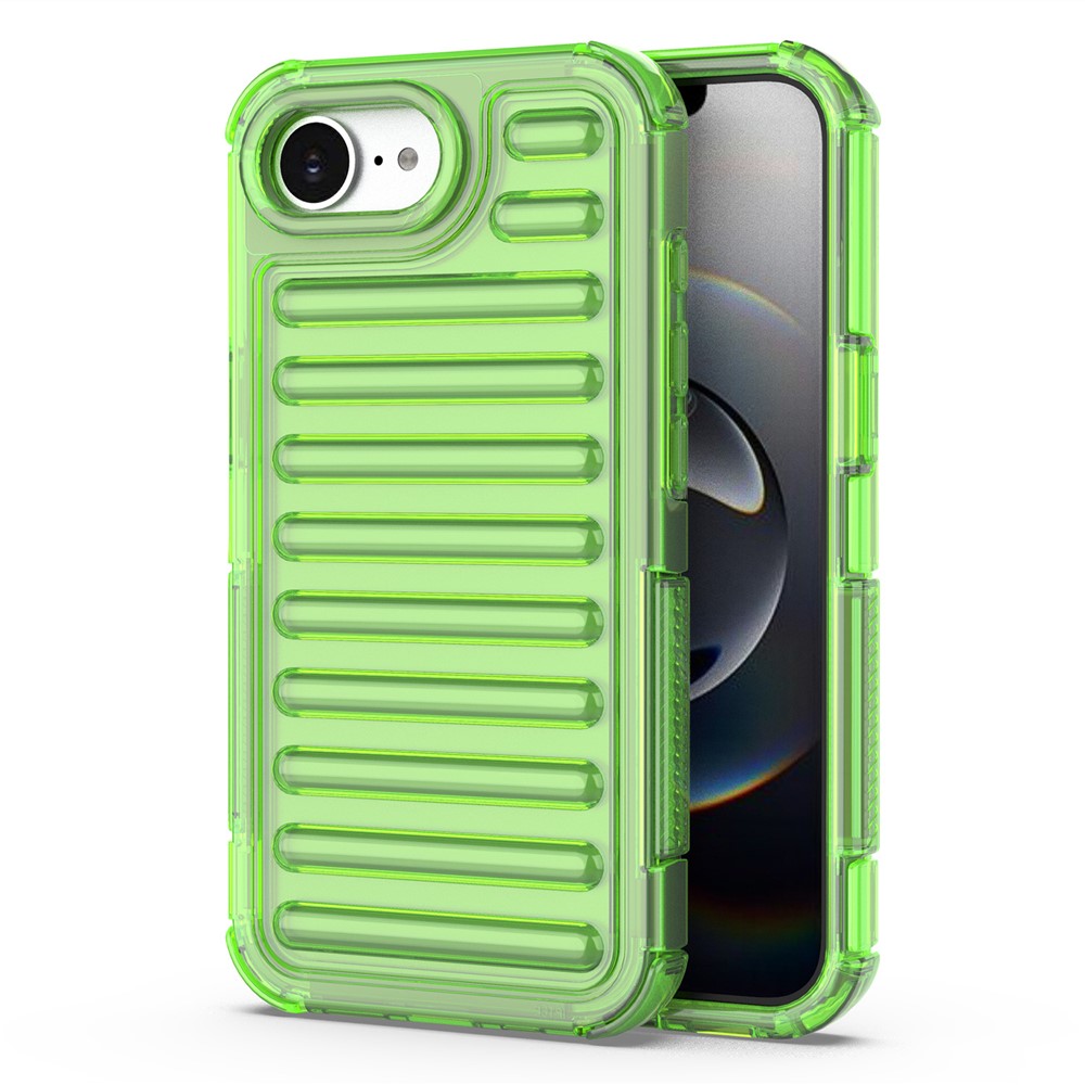 For iPhone 16e Case Stripe Design Anti-Slip Detachable TPU + PC Phone Cover - Green