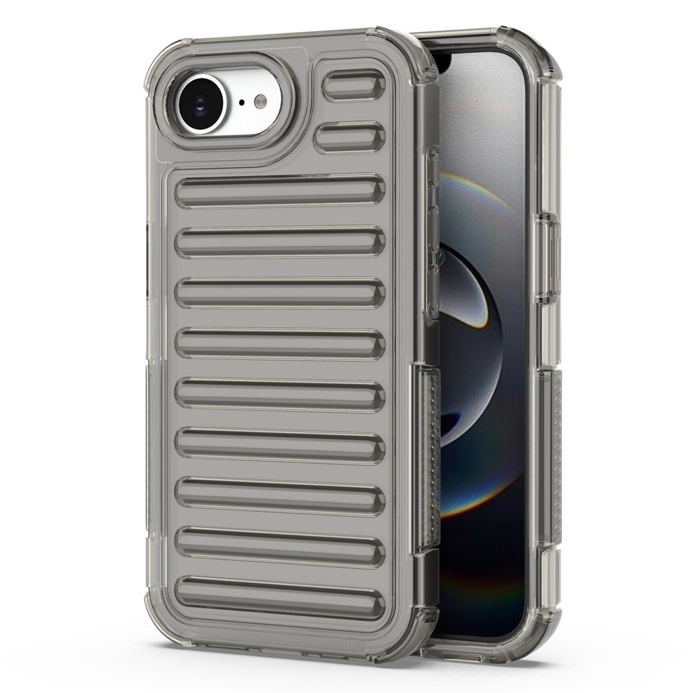 For iPhone 16e Case Stripe Design Anti-Slip Detachable TPU + PC Phone Cover - Grey