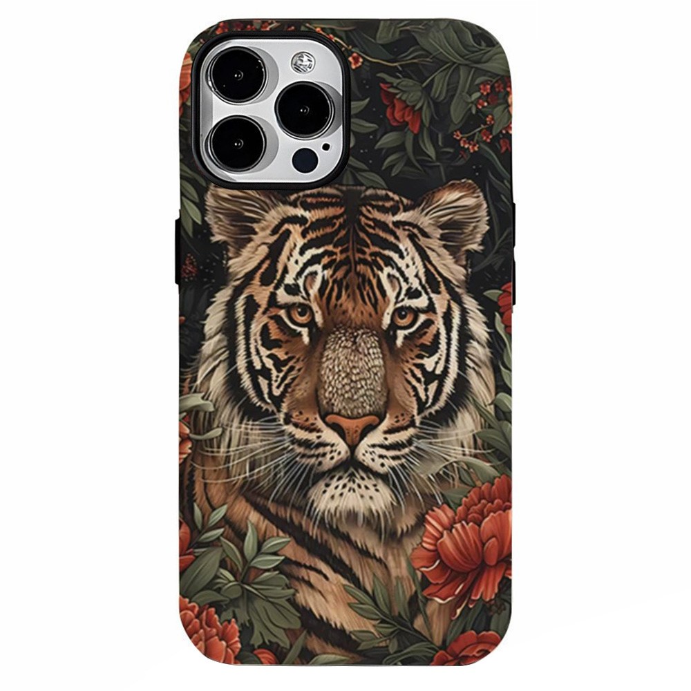 For iPhone 16 Pro Case Dual-Layer TPU + PC Phone Cover with Heat Transfer Animal Pattern - Style B