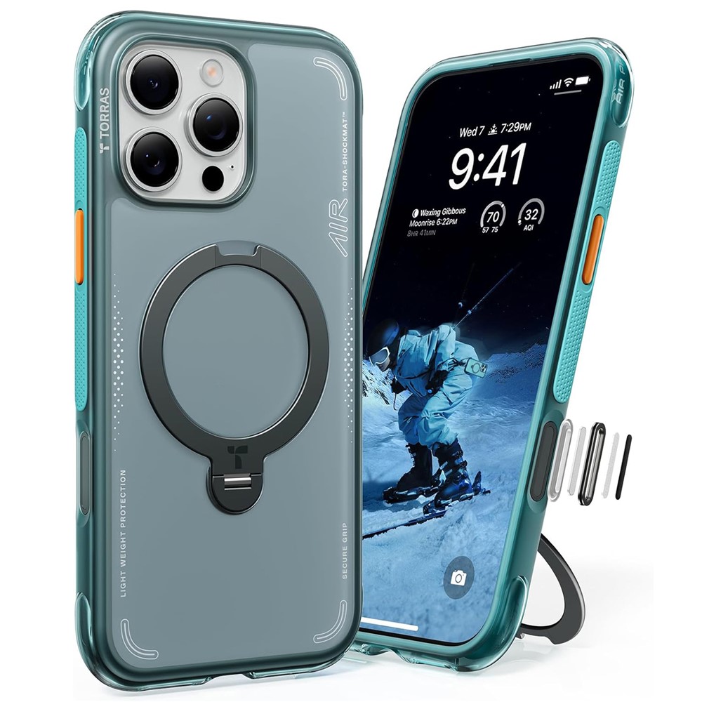 TORRAS Ostand Q3 Air Series For iPhone 16 Pro Max Case with Kickstand Compatible with MagSafe Shockproof PC + TPU Phone Cover (Amazon Packaging, No EAN Code) - Blue