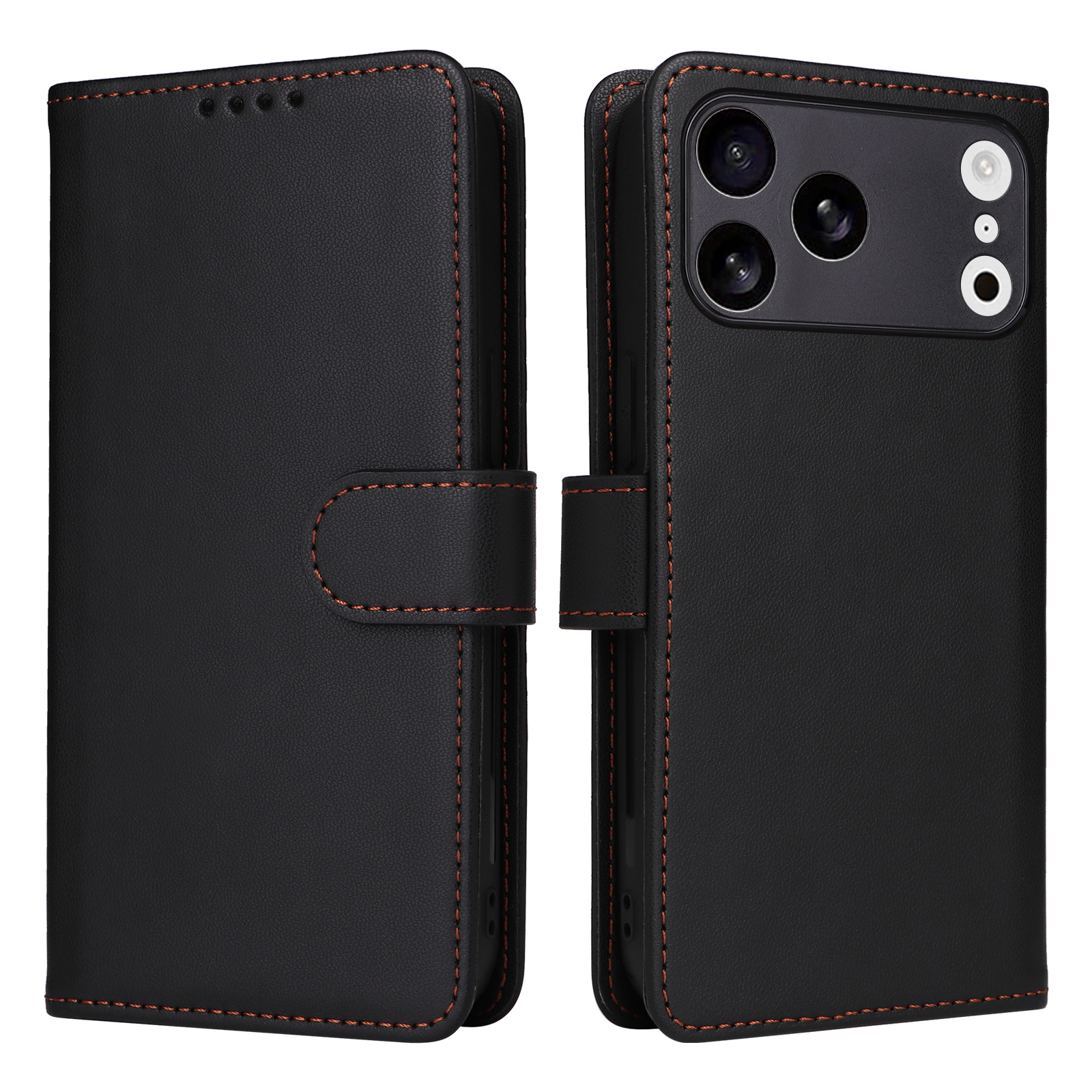 For iPhone 17 Pro Max Magnetic Case BETOPNICE Detachable PU Leather Phone Cover with Strap - Black
