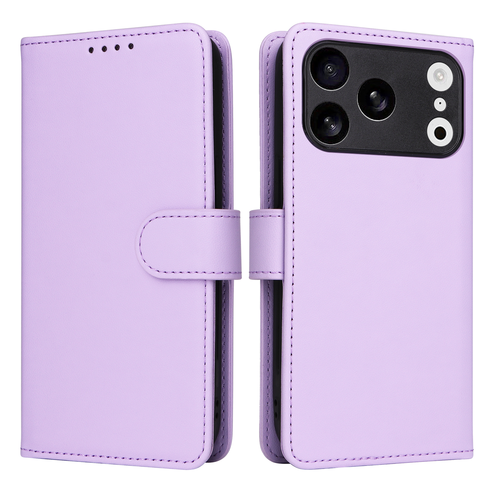 For iPhone 17 Pro Magnetic Case BETOPNICE Detachable PU Leather Phone Cover with Strap - Purple