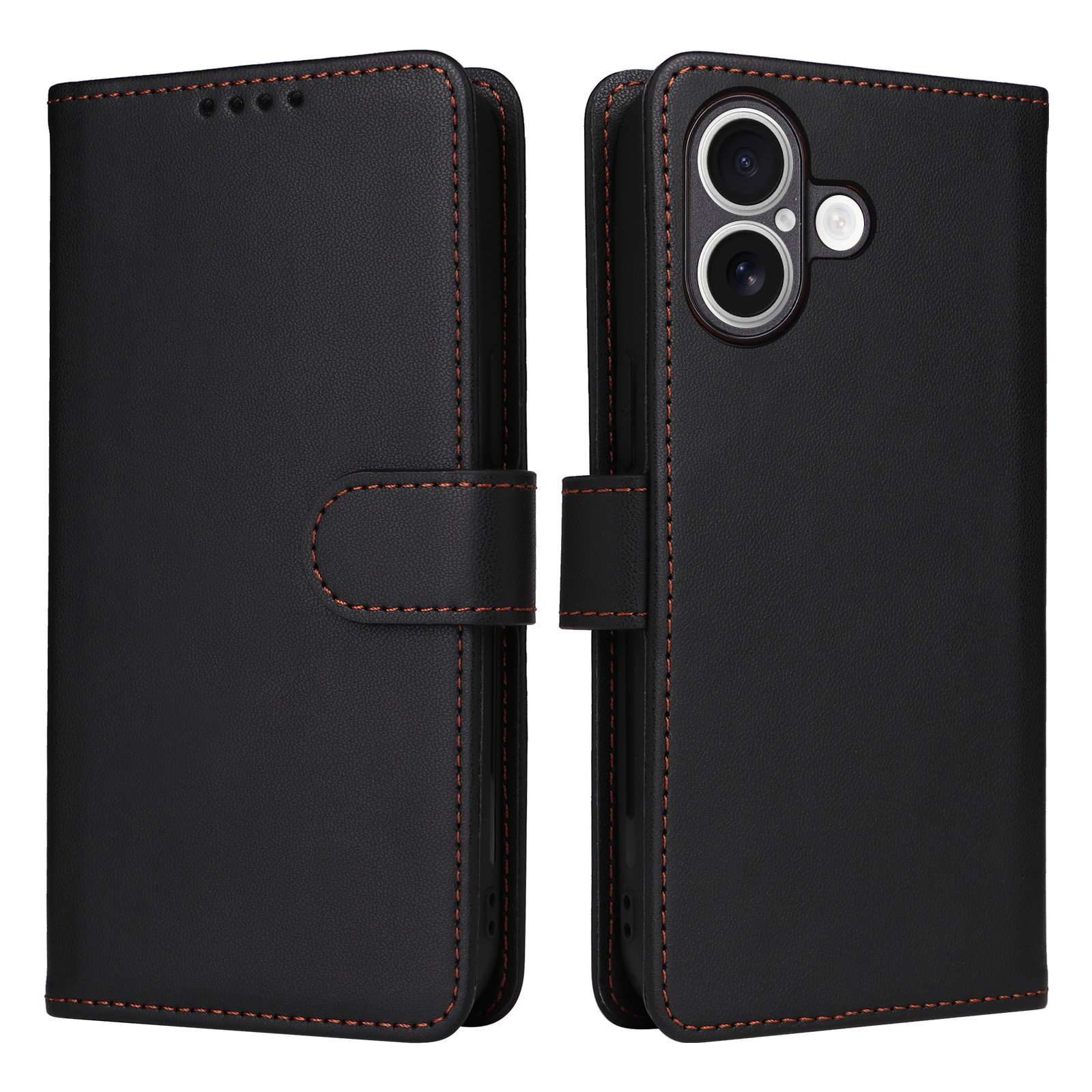For iPhone 17 Magnetic Case BETOPNICE Detachable PU Leather Phone Cover with Strap - Black