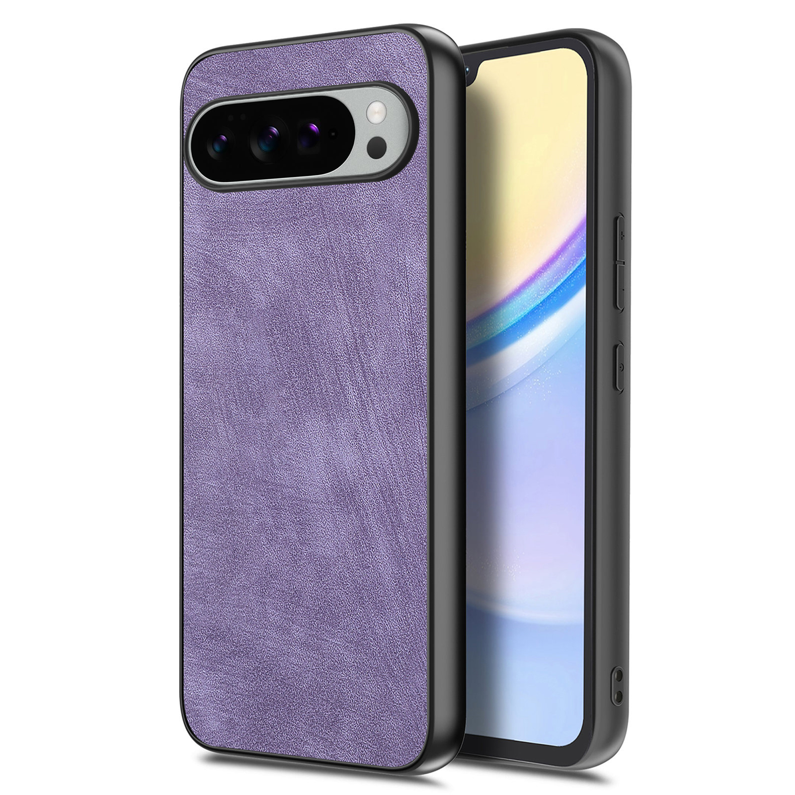 For Google Pixel 10 Pro XL Case Shockproof Slim Retro Leather Phone Back Cover - Purple