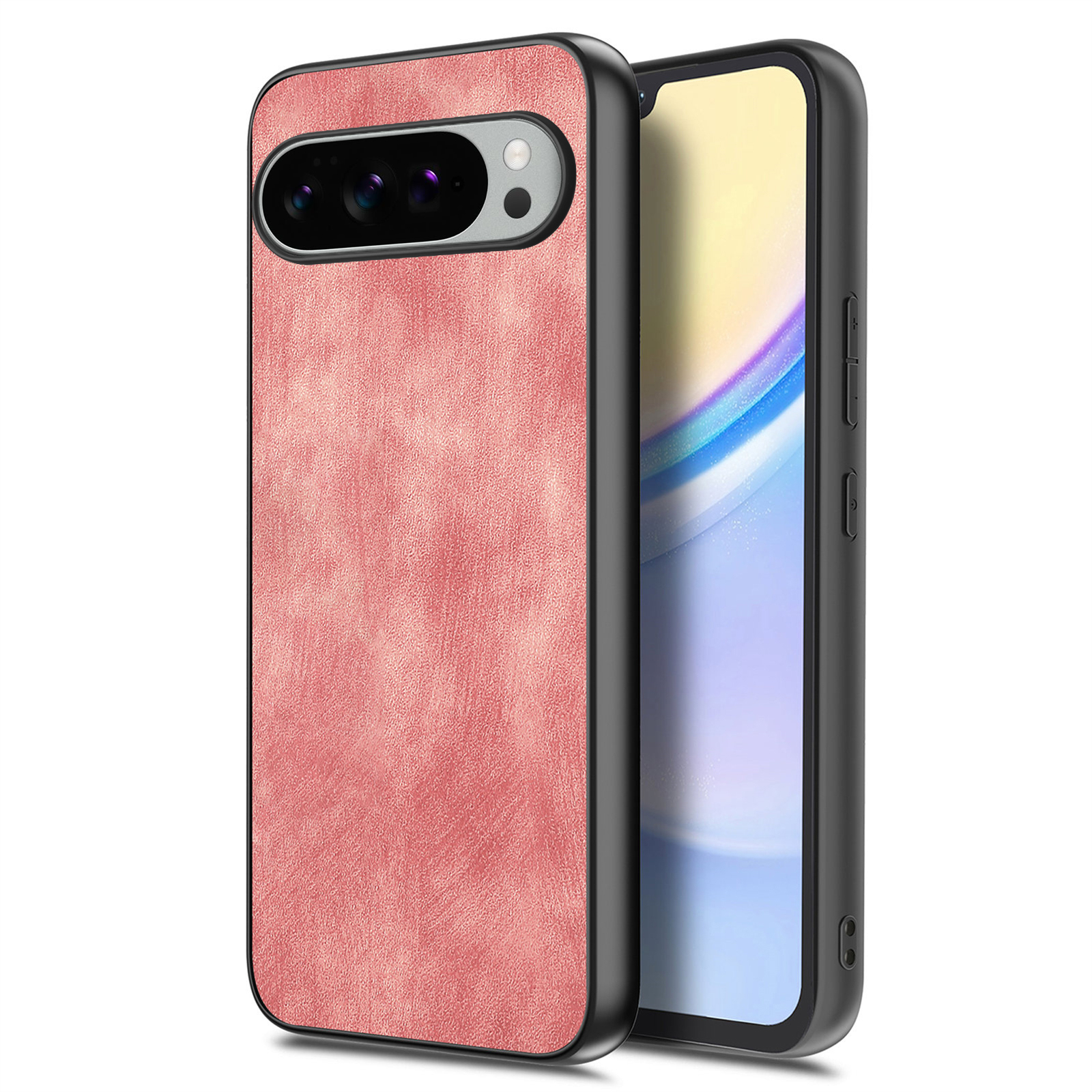 For Google Pixel 10 Pro XL Case Shockproof Slim Retro Leather Phone Back Cover - Pink