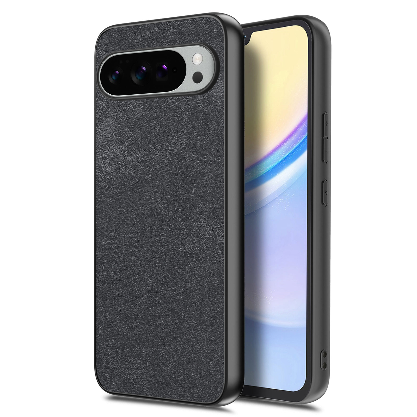 For Google Pixel 10 Pro XL Case Shockproof Slim Retro Leather Phone Back Cover - Black