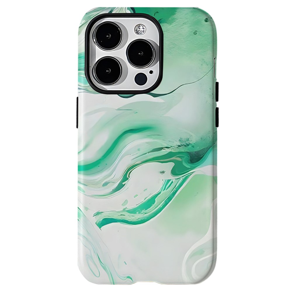 For iPhone 16 Pro Max Case Heat Transfer Marble Pattern Hard PC + TPU Phone Cover - HZ997