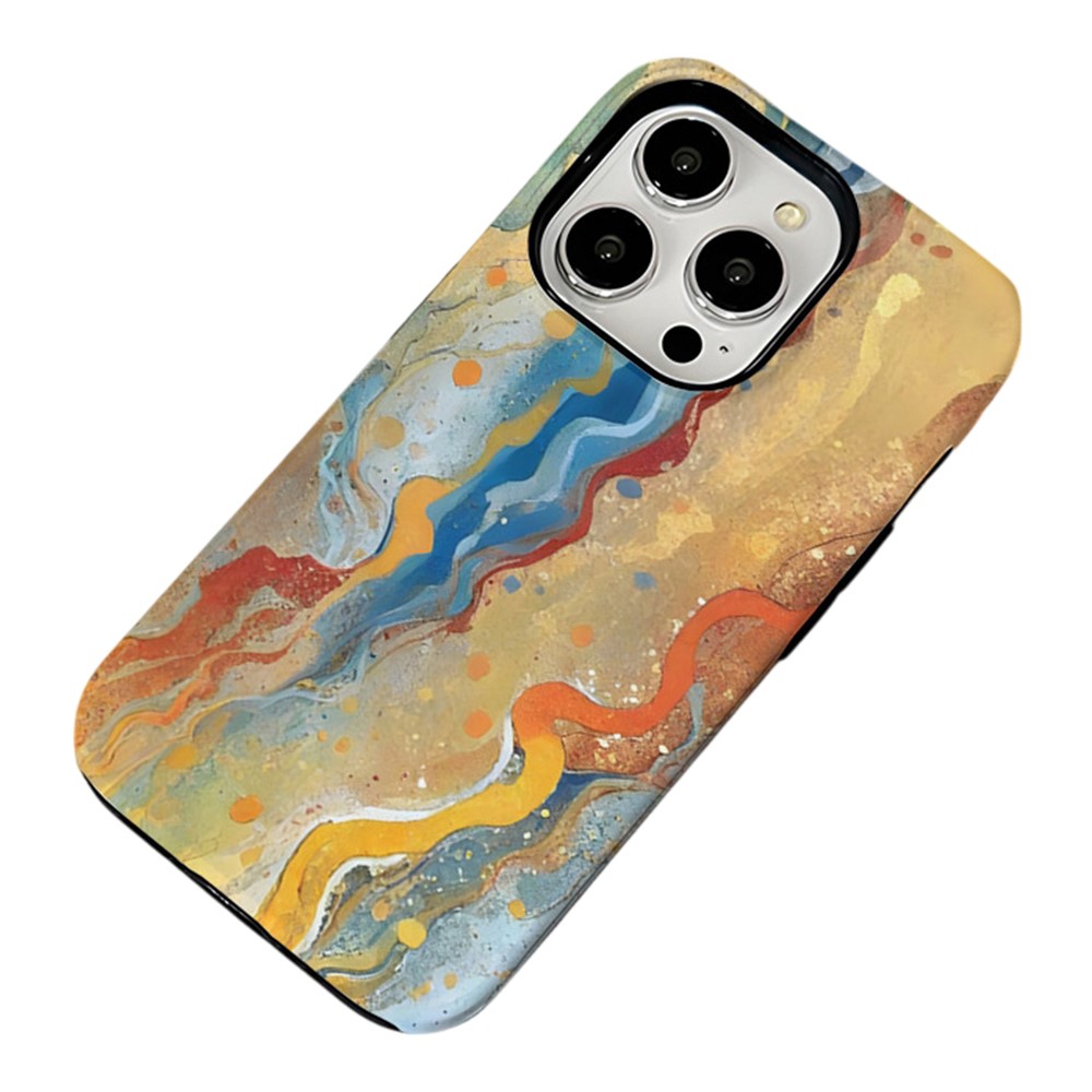 For iPhone 16 Pro Max Case Heat Transfer Marble Pattern Hard PC + TPU Phone Cover - HZ992