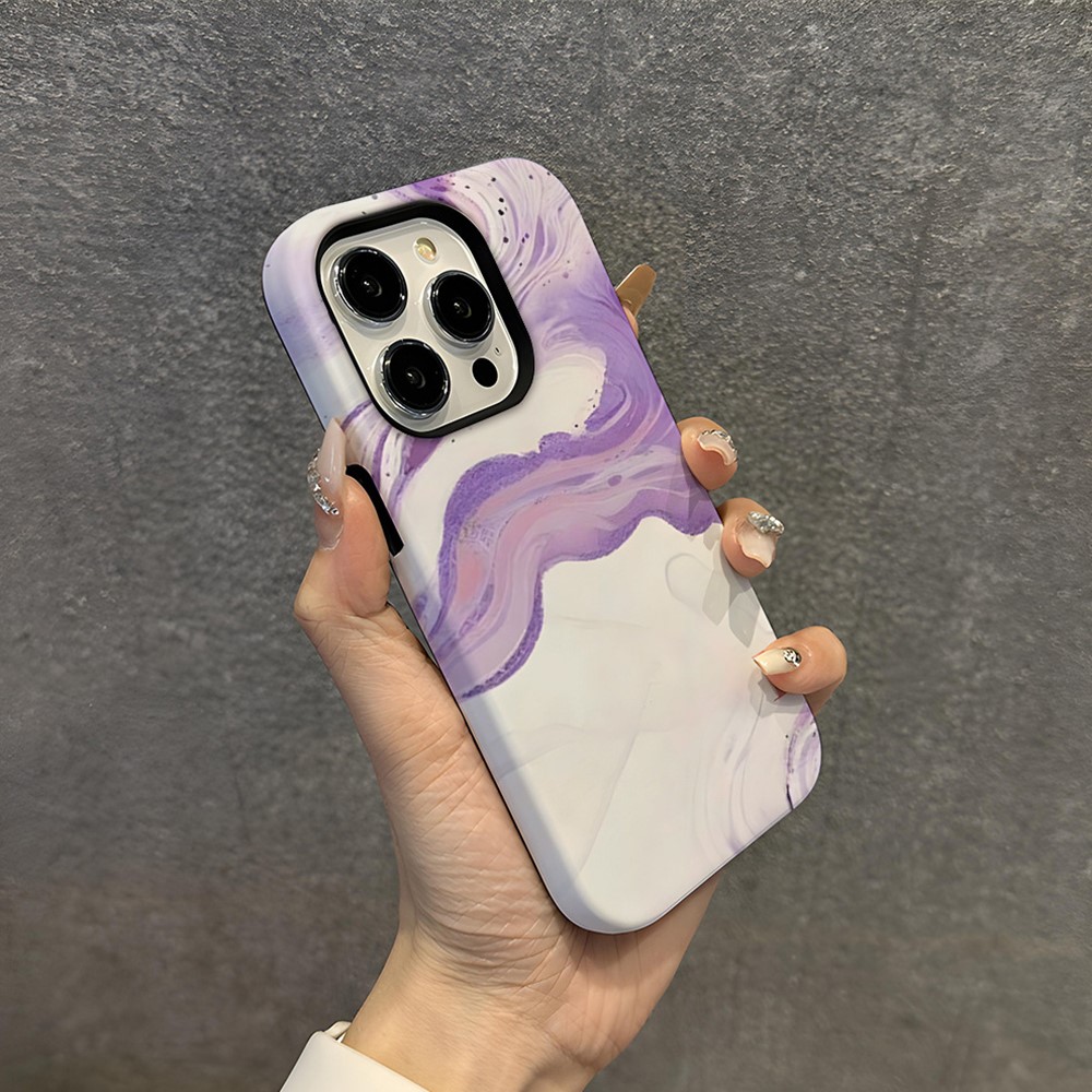 For iPhone 16 Pro Max Case Heat Transfer Marble Pattern Hard PC + TPU Phone Cover - HZ998