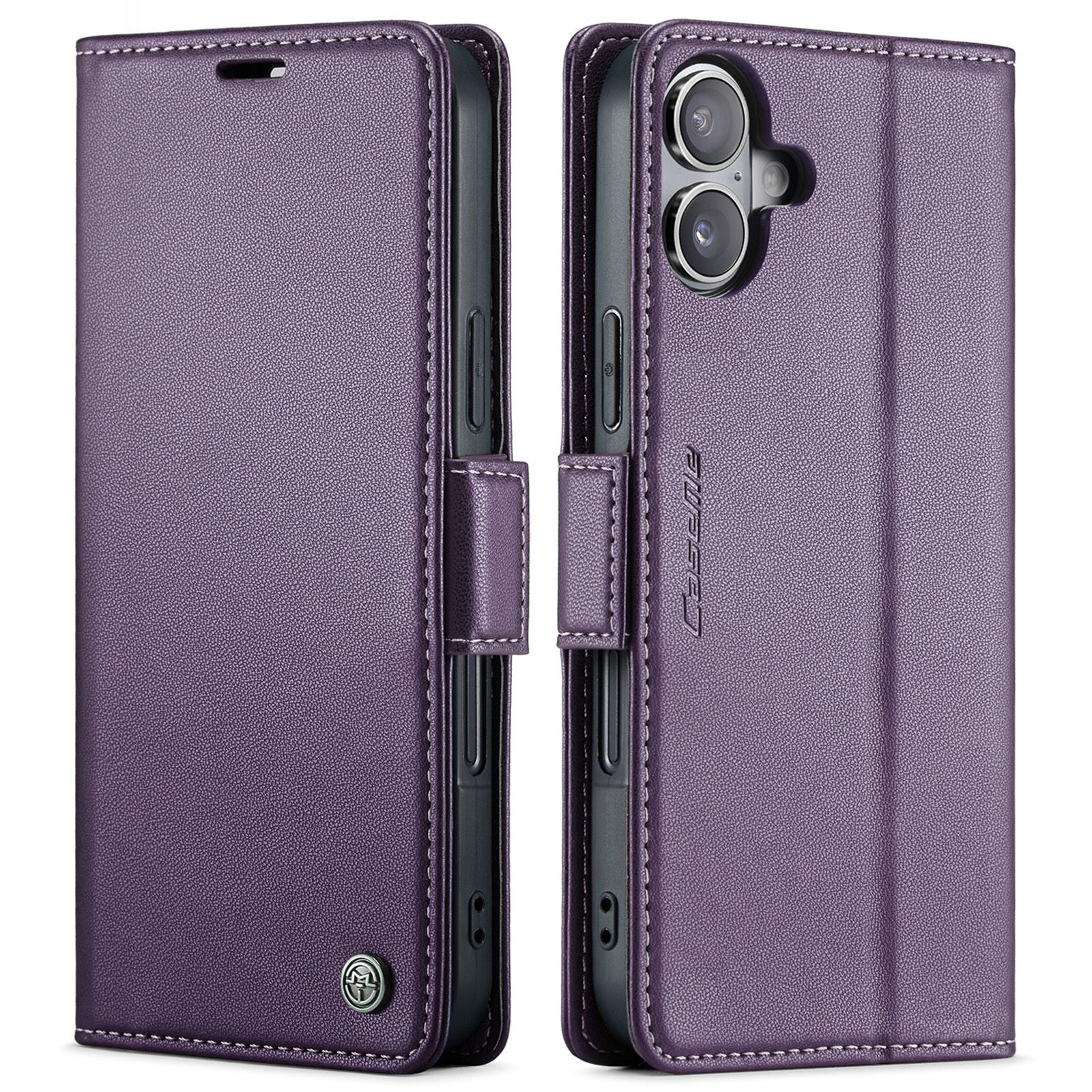 For iPhone 17 Case CASEME 023 Series RFID Blocking Glossy Stand Phone Cover - Purple