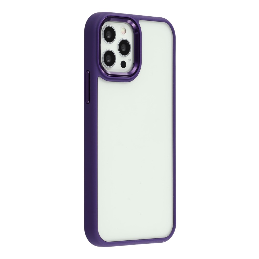 For iPhone 12 / 12 Pro Case Anti-Drop TPU + PC Clear Phone Back Cover - Dark Purple