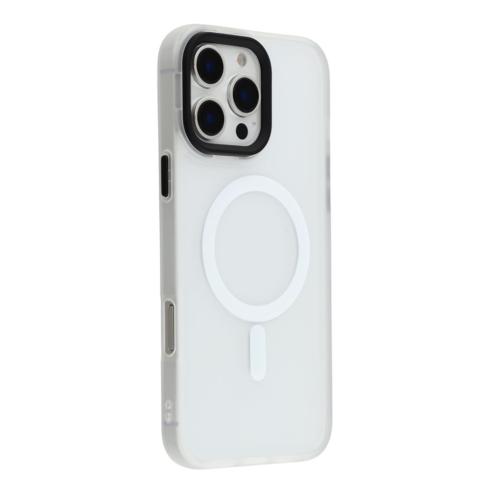 For iPhone 16 Pro Max Case Compatible with MagSafe Skin-Touch PC + TPU Phone Cover - Transparent White