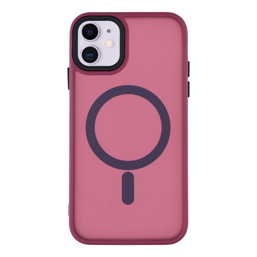 For iPhone 11 Case Compatible with MagSafe Skin-Touch PC + TPU Phone Cover - Wine Red