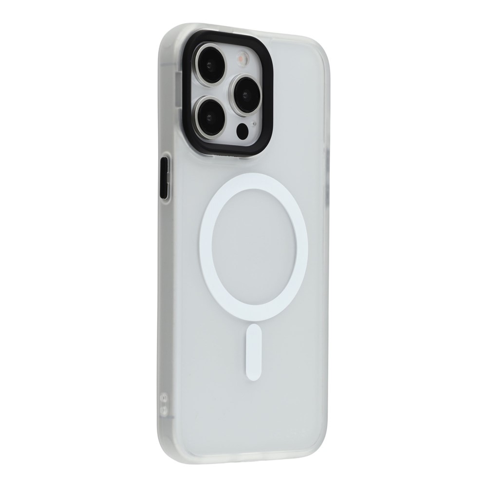 For iPhone 15 Pro Max Case Compatible with MagSafe Skin-Touch PC + TPU Phone Cover - Transparent White