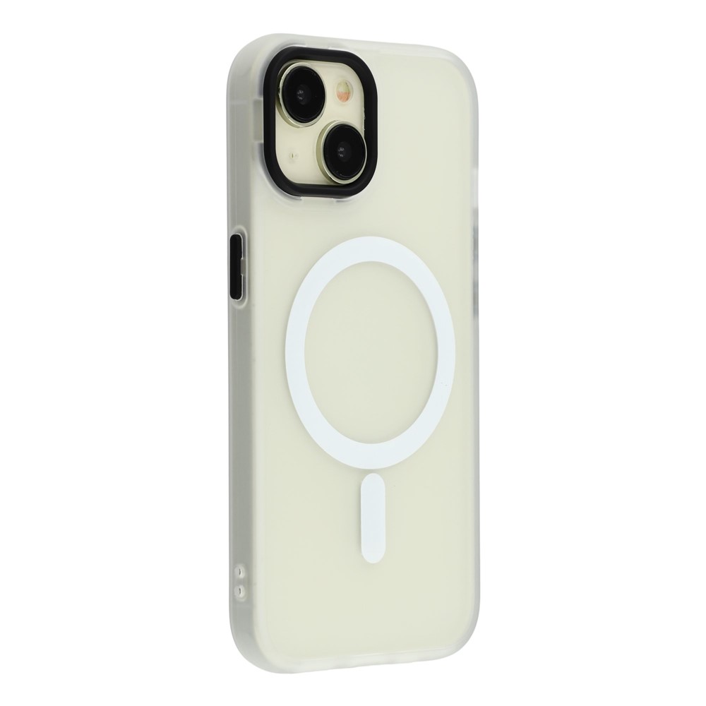 For iPhone 15 Case Compatible with MagSafe Skin-Touch PC + TPU Phone Cover - Transparent White