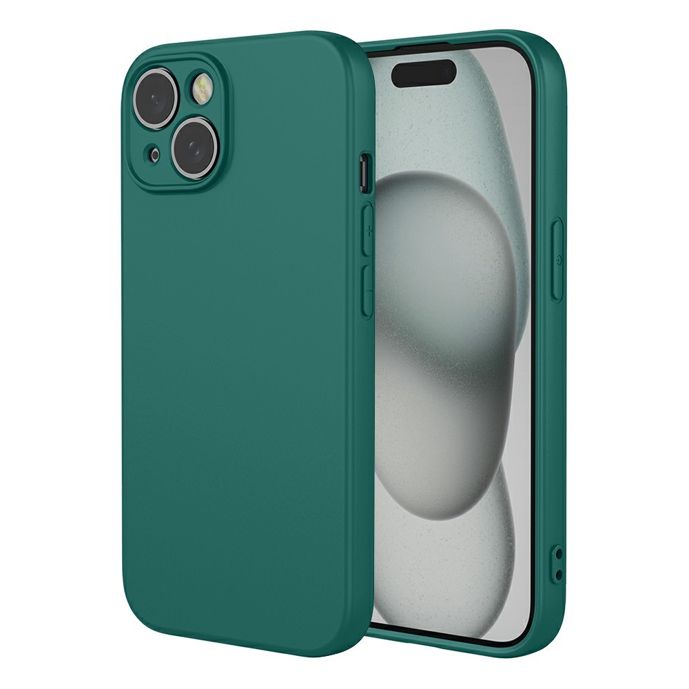 For iPhone 15 Case Soft TPU Shockproof Protective Phone Cover - Blackish Green