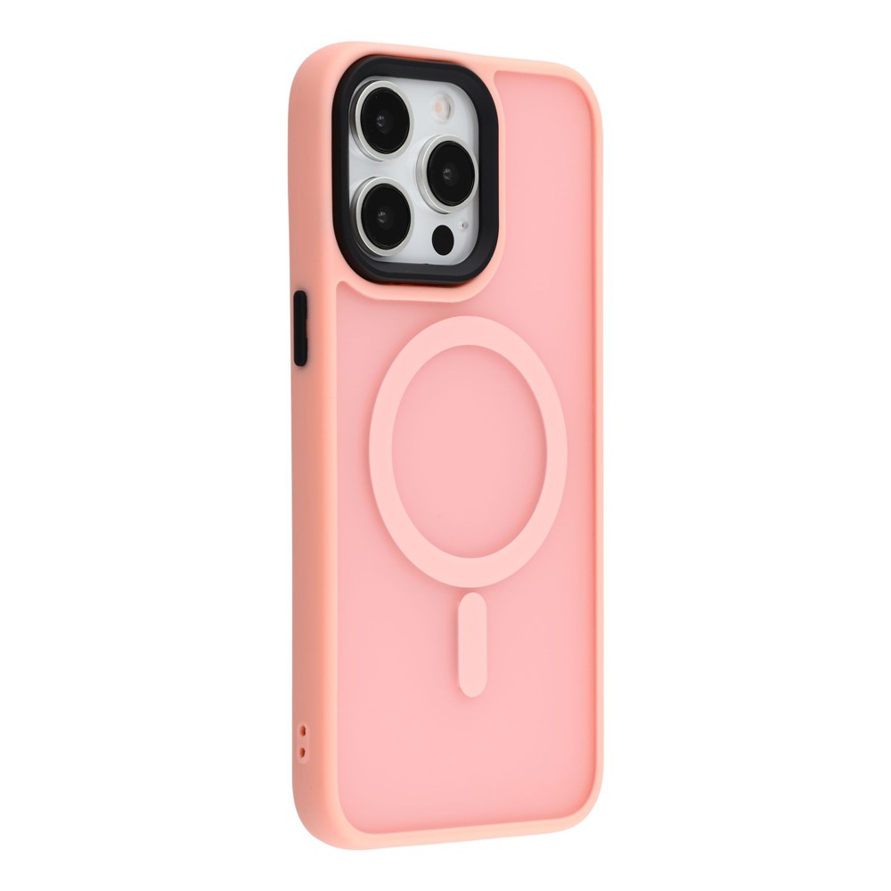 For iPhone 12 Pro / 12 Magnetic Case Skin-Feel Semi-Transparent Shockproof Protection - Pink