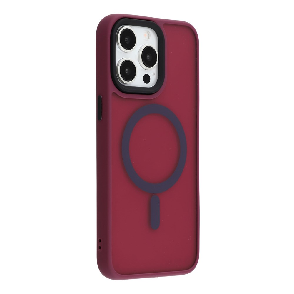 For iPhone 13 Pro Max Case Compatible with MagSafe Skin-Touch PC + TPU Phone Cover - Wine Red