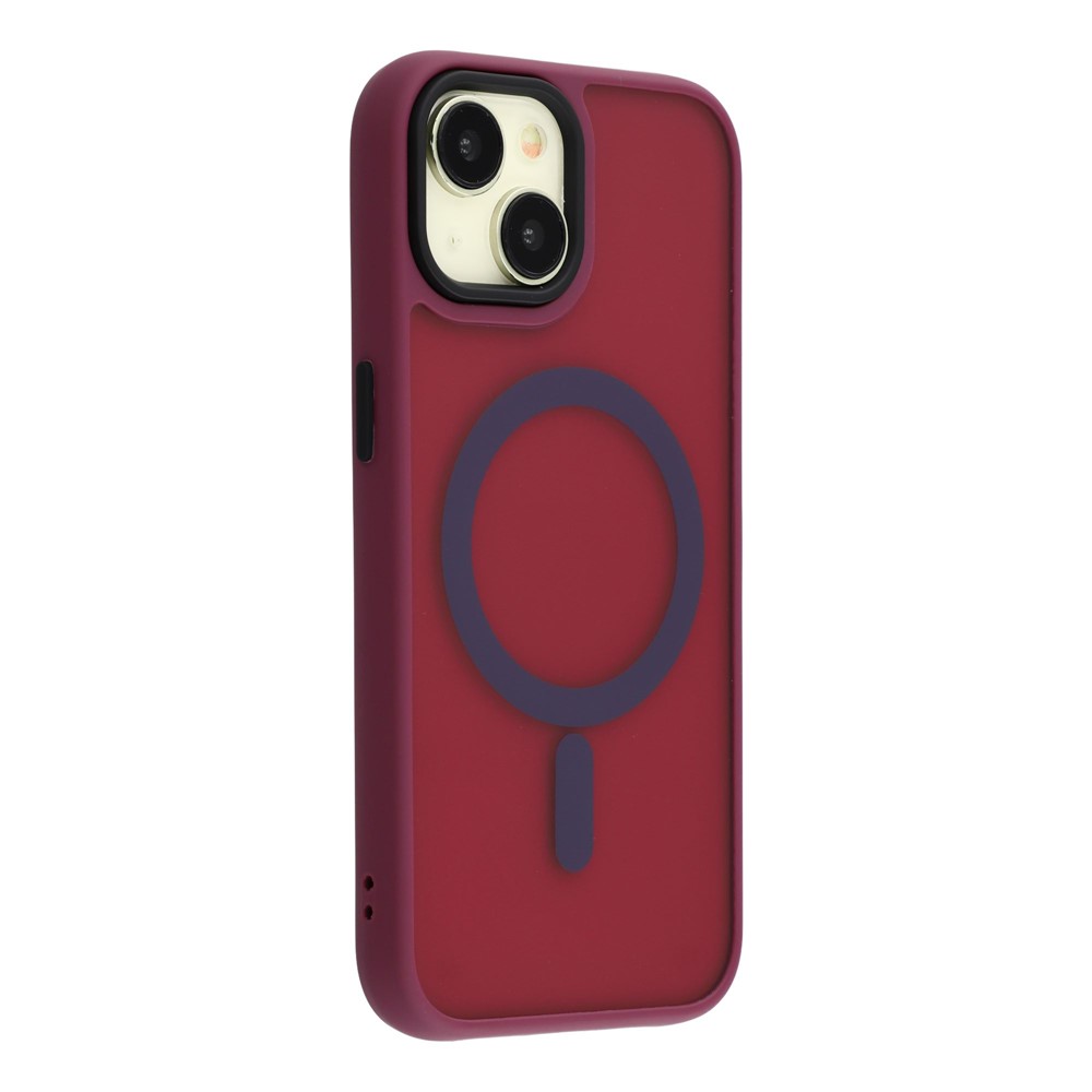 For iPhone 15 Plus Case Compatible with MagSafe Skin-Touch PC + TPU Phone Cover - Wine Red