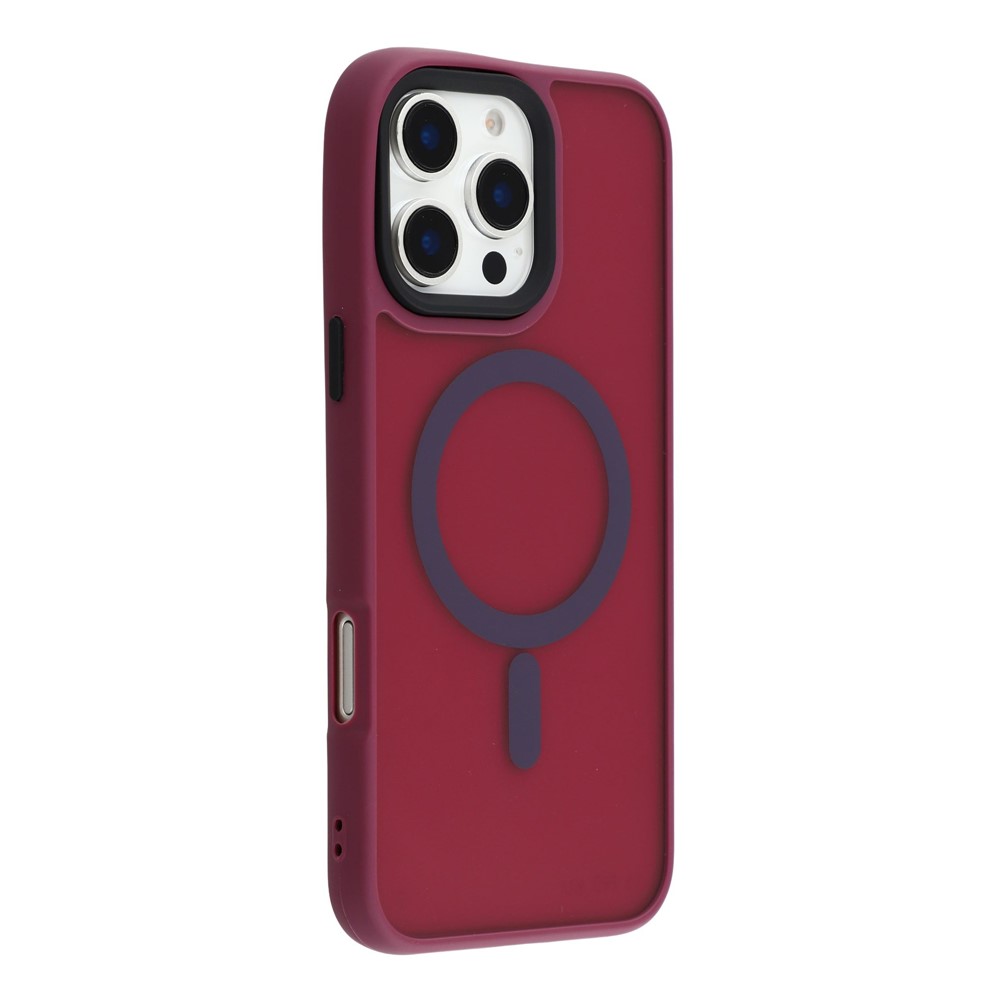 For iPhone 16 Pro Case Compatible with MagSafe Skin-Touch PC + TPU Phone Cover - Wine Red