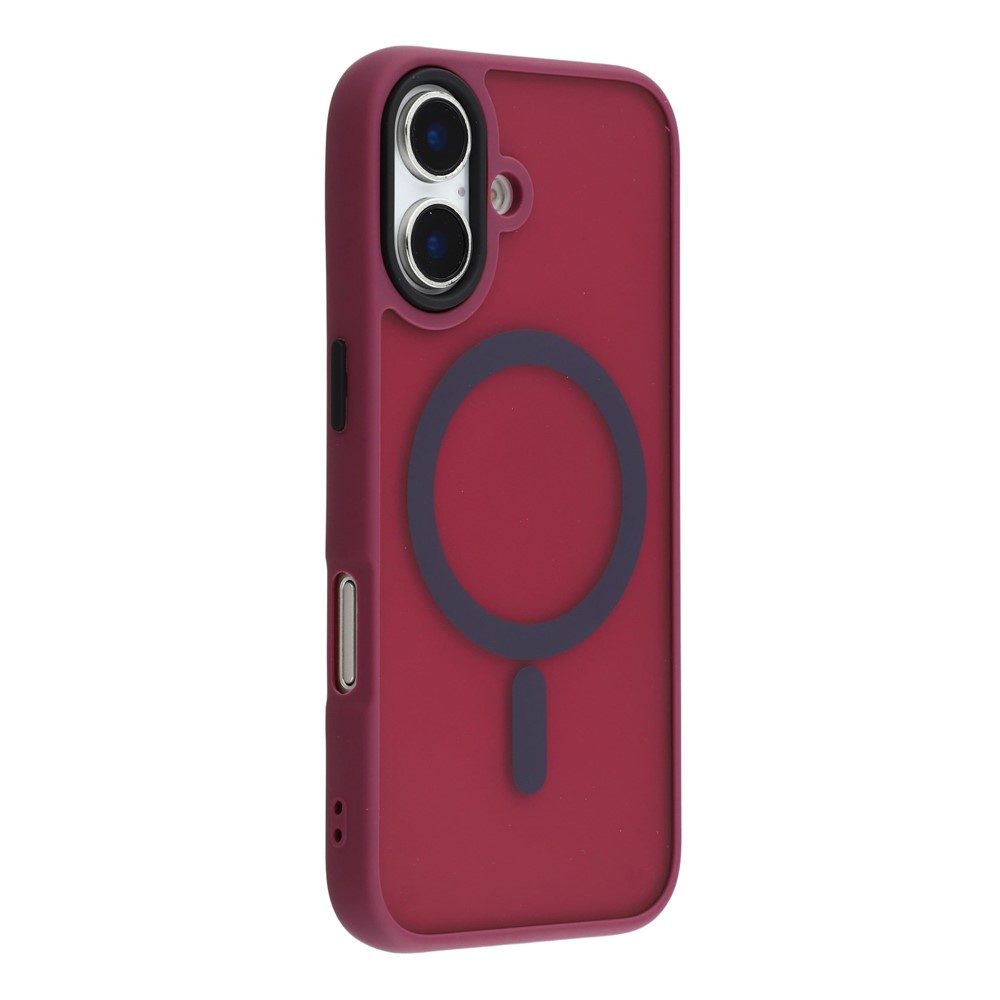 For iPhone 16 Plus Case Compatible with MagSafe Skin-Touch PC + TPU Phone Cover - Wine Red
