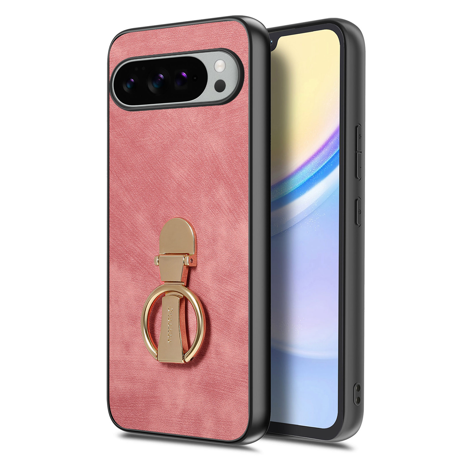 For Google Pixel 10 Pro XL Case CASENEO D22 Folding Kickstand Retro Leather Back Phone Cover - Pink