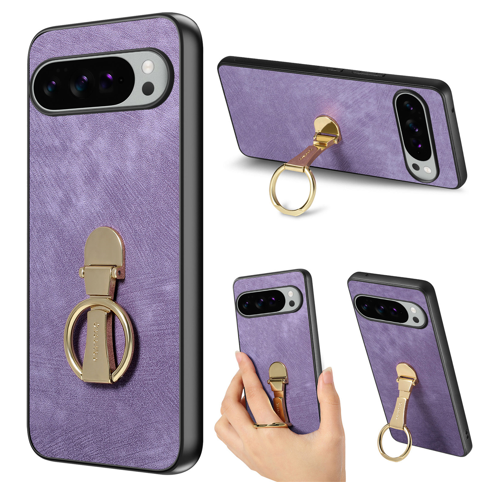 For Google Pixel 10 Pro XL Case CASENEO D22 Folding Kickstand Retro Leather Back Phone Cover - Purple