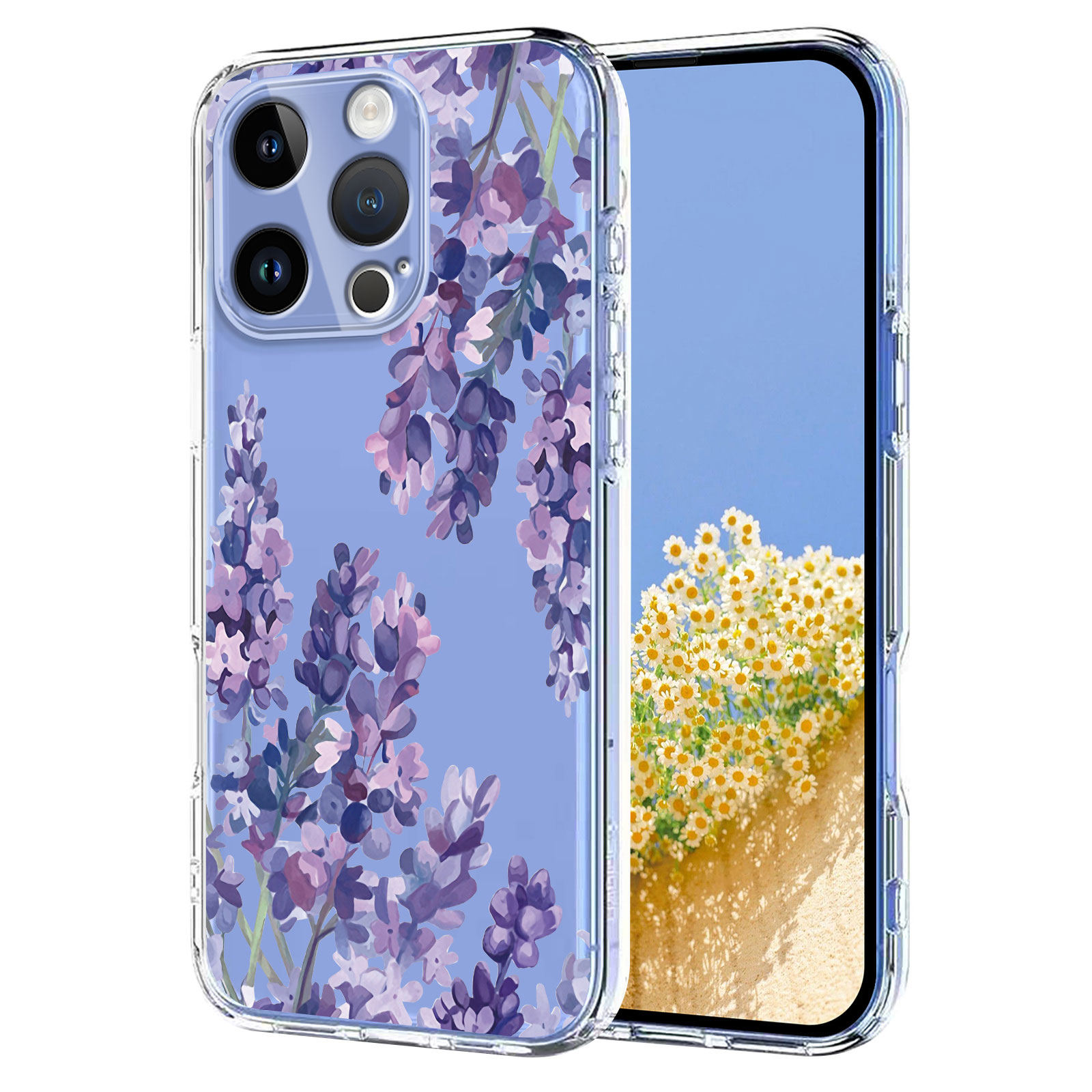 For iPhone 16 Pro Case Butterfly Floral Pattern Printing TPU Phone Back Cover - Wisteria