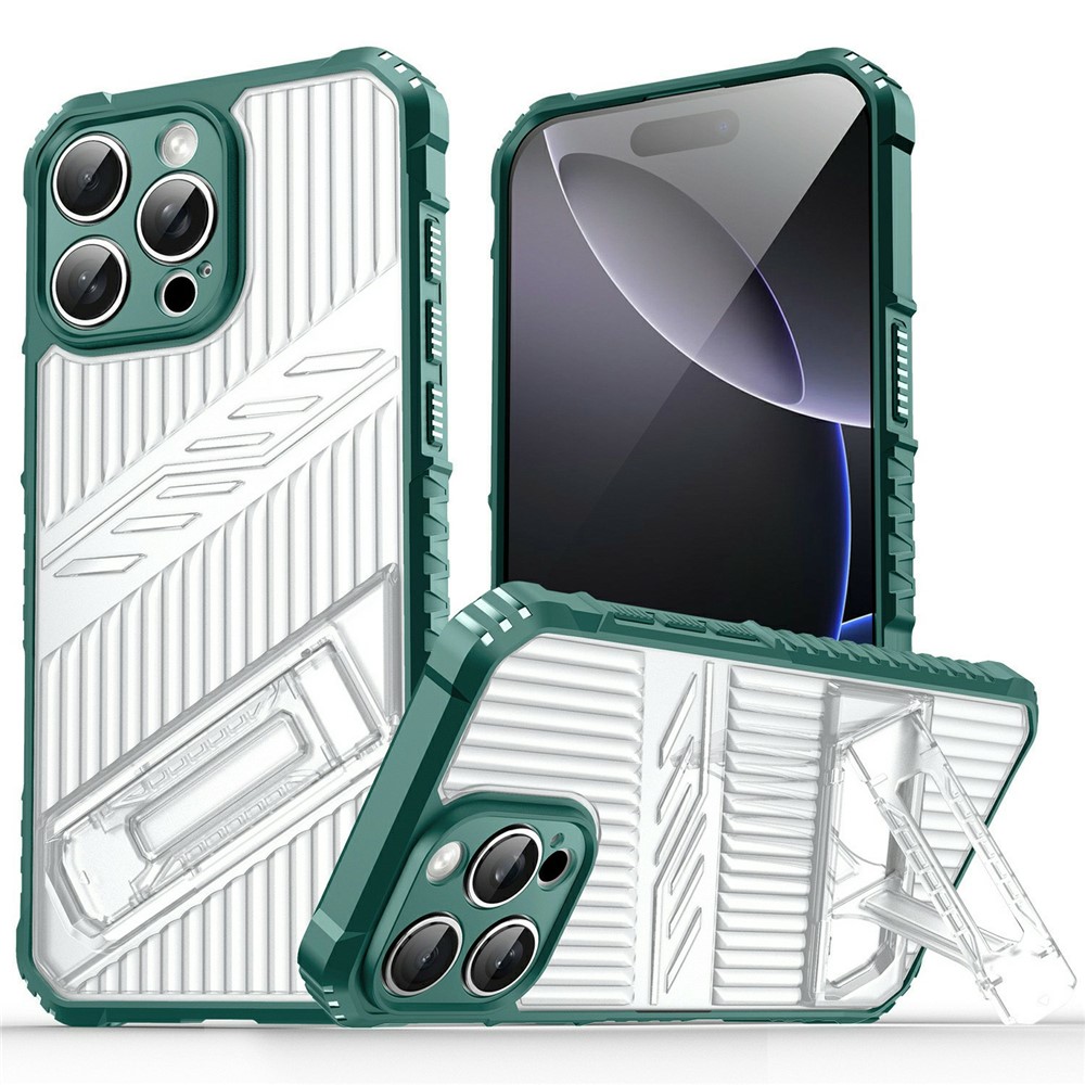 Bulk Purchasing For iPhone 13 Pro Max Case Kickstand PC + TPU Military Grade Anti-drop Phone Cover - Green
