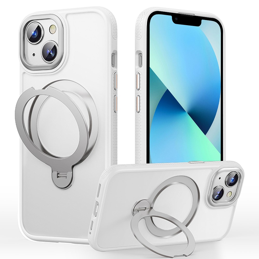 For iPhone 13 Case Compatible with MagSafe Drop Proof TPU PC Kickstand Phone Cover - White