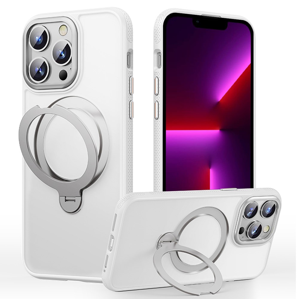 For iPhone 13 Pro Max Case Compatible with MagSafe Drop Proof TPU PC Kickstand Phone Cover - White