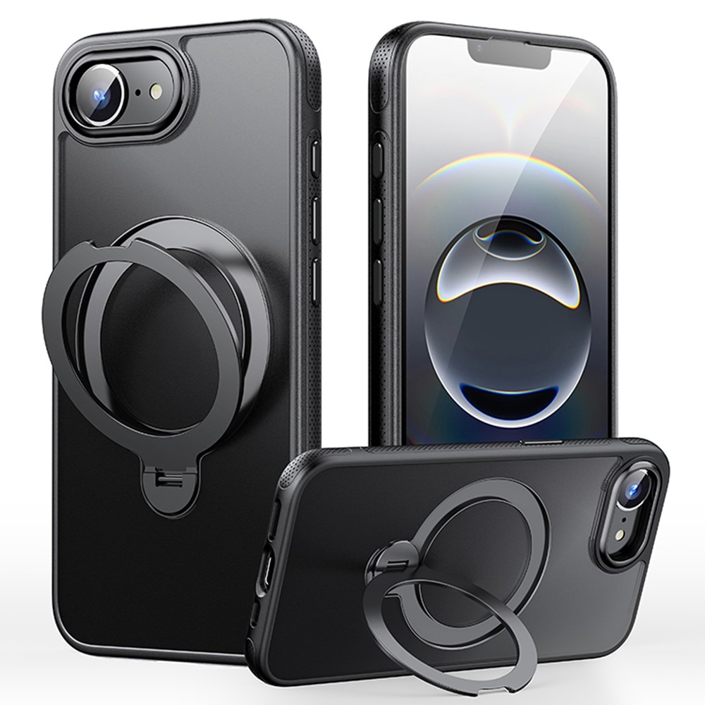 For iPhone 16e Case Compatible with MagSafe Drop Proof TPU PC Kickstand Phone Cover - Black