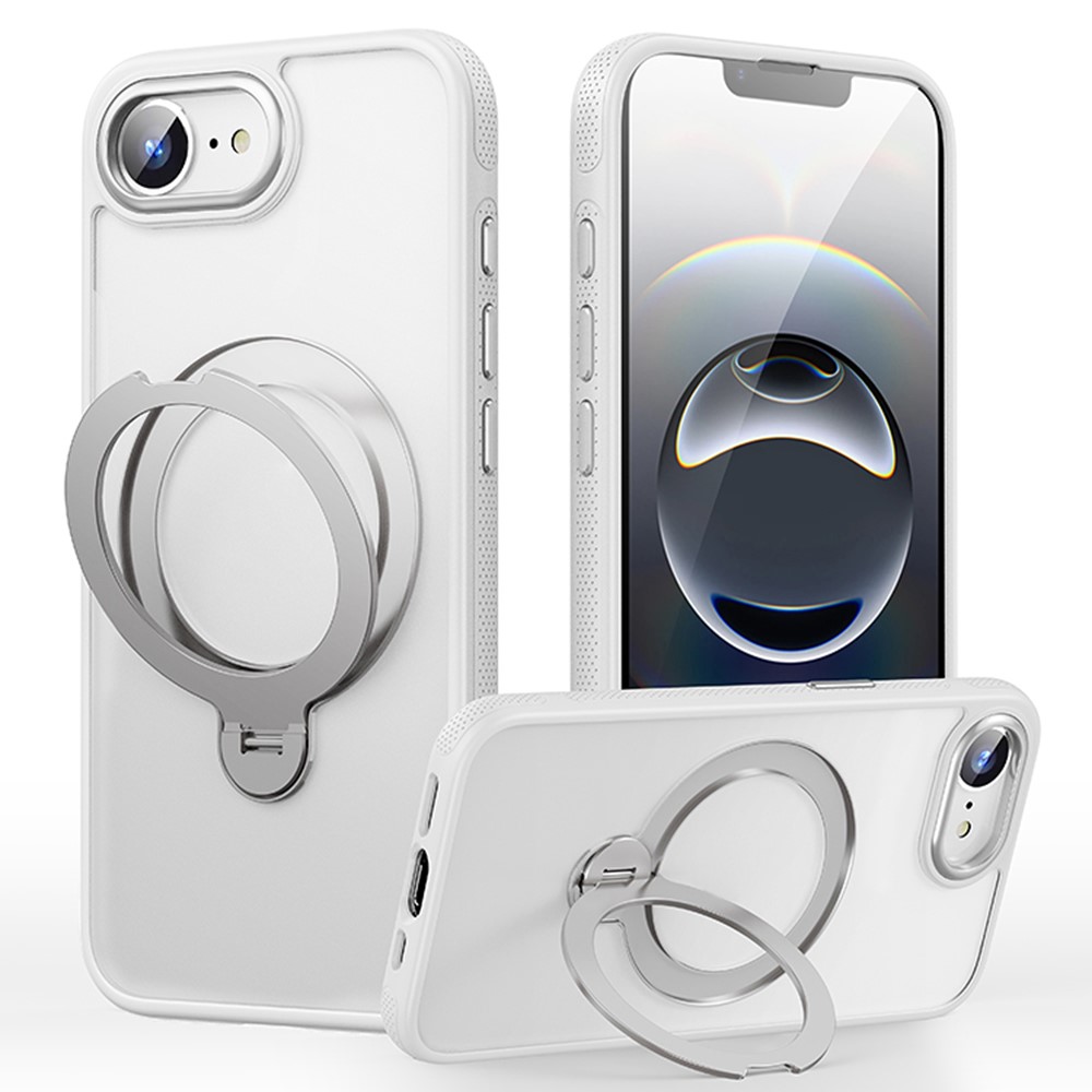 For iPhone 16e Case Compatible with MagSafe Drop Proof TPU PC Kickstand Phone Cover - White