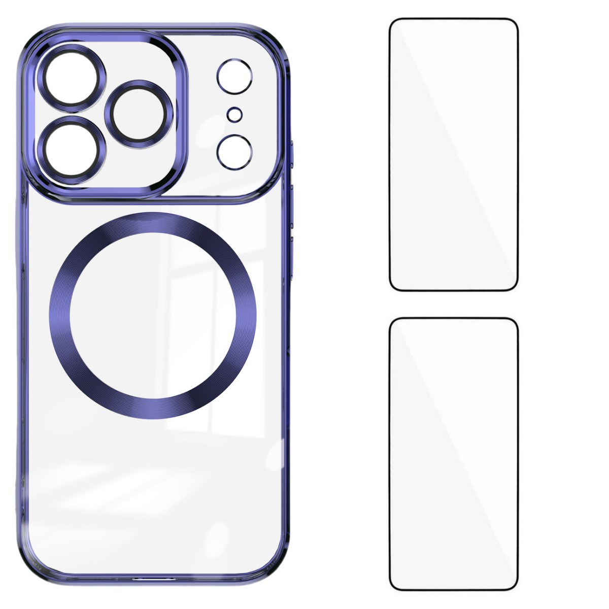 For iPhone 17 Pro Max Magnetic Case WANLONFENG WX Series TPU Phone Cover with 2Pcs Screen Film / Lens Film - Purple