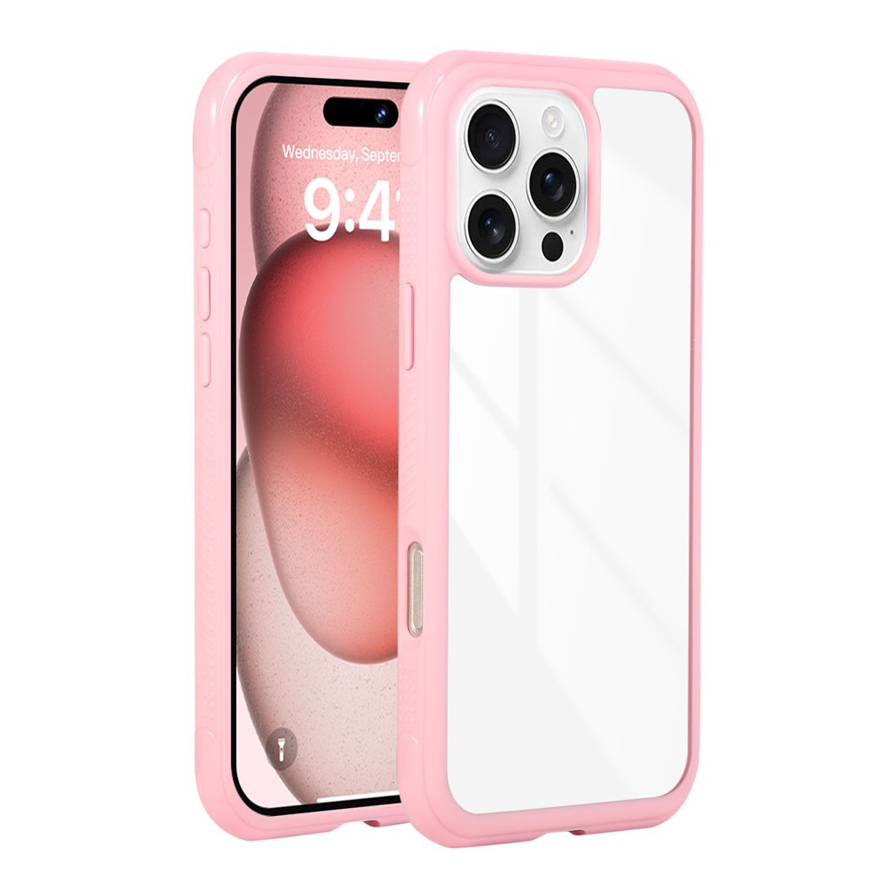 For iPhone 16 Pro Max Case TPU + PC Transparent Protective Phone Cover - Pink