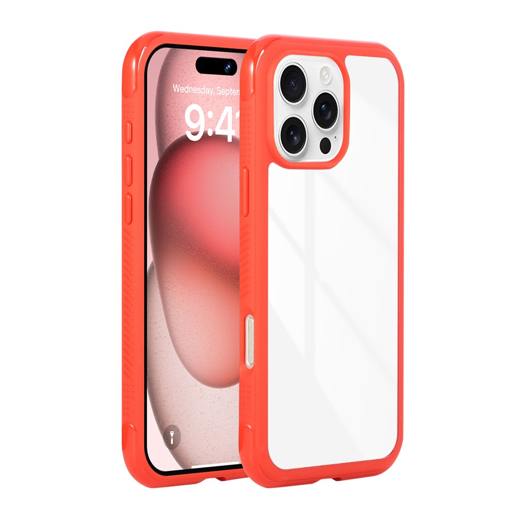 For iPhone 16 Pro Case TPU + PC Transparent Protective Phone Cover - Red