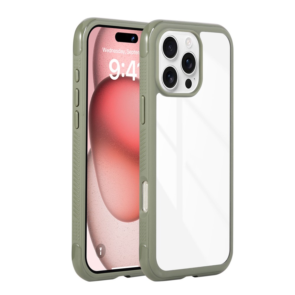 For iPhone 16 Pro Case TPU + PC Transparent Protective Phone Cover - Army Green