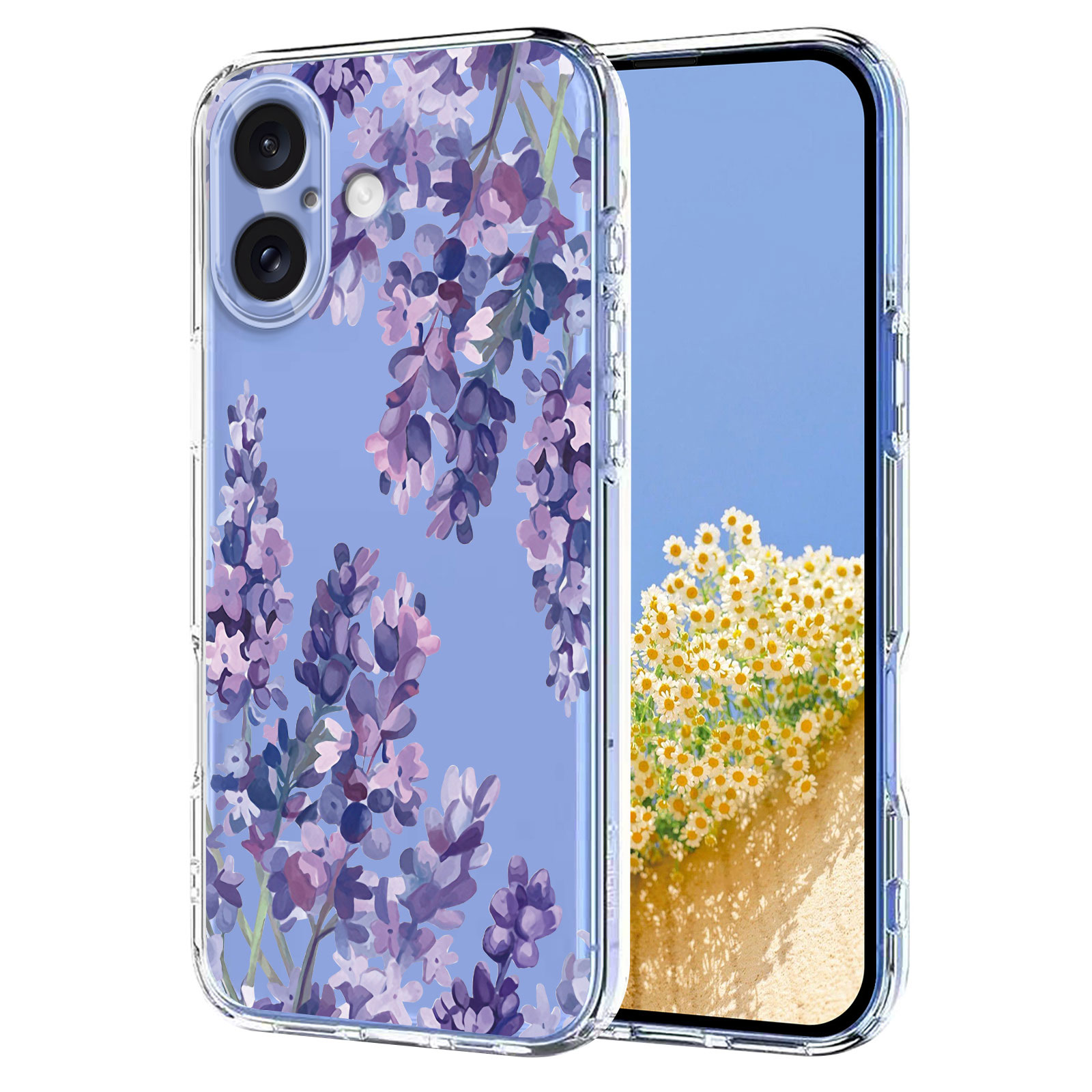 For iPhone 16 Plus Case Butterfly Floral Pattern Printing TPU Phone Back Cover - Wisteria