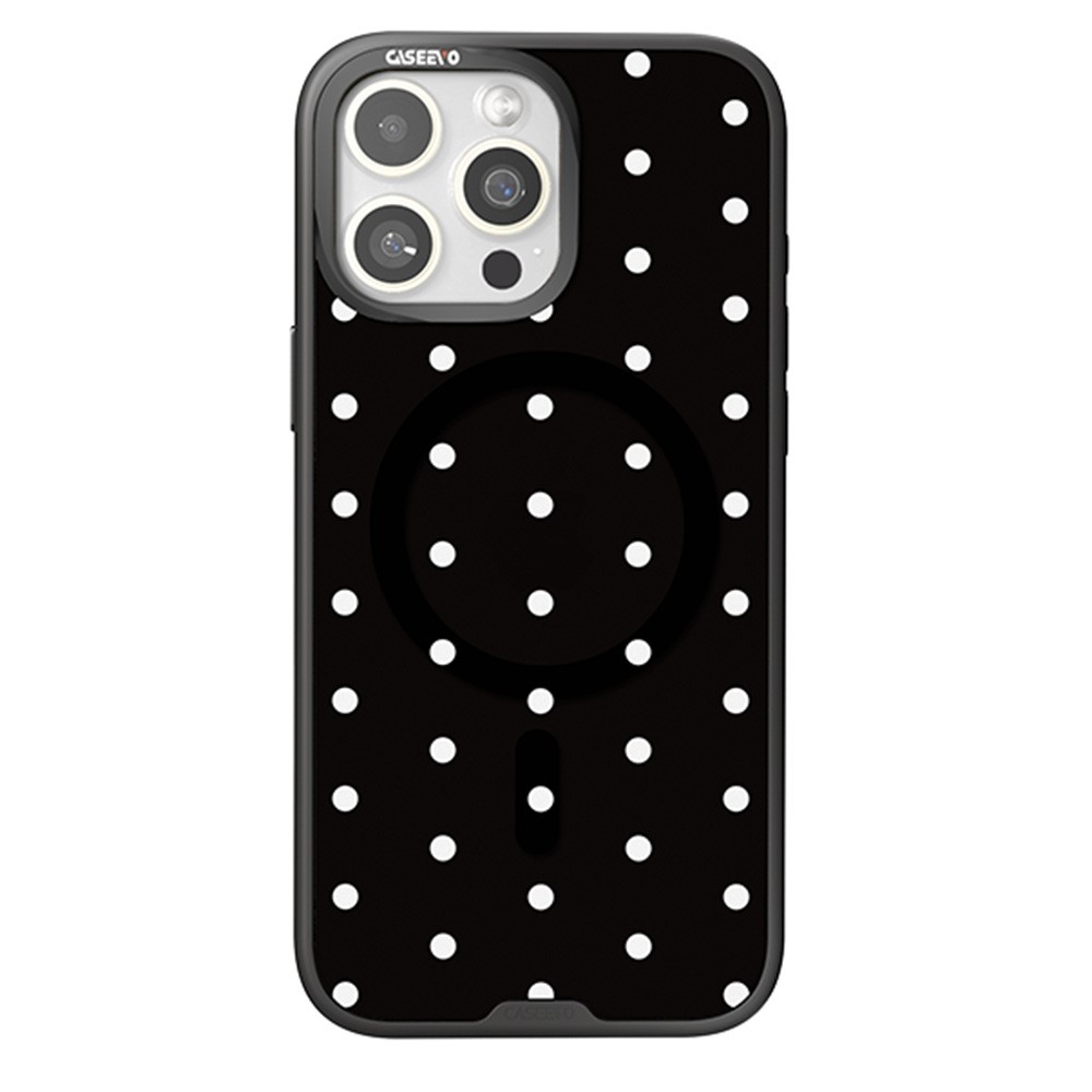 CASEEVO For iPhone 16 Pro Max Case Compatible with MagSafe TPU Acrylic Cover with Interchangeable Dots Backplate - Black