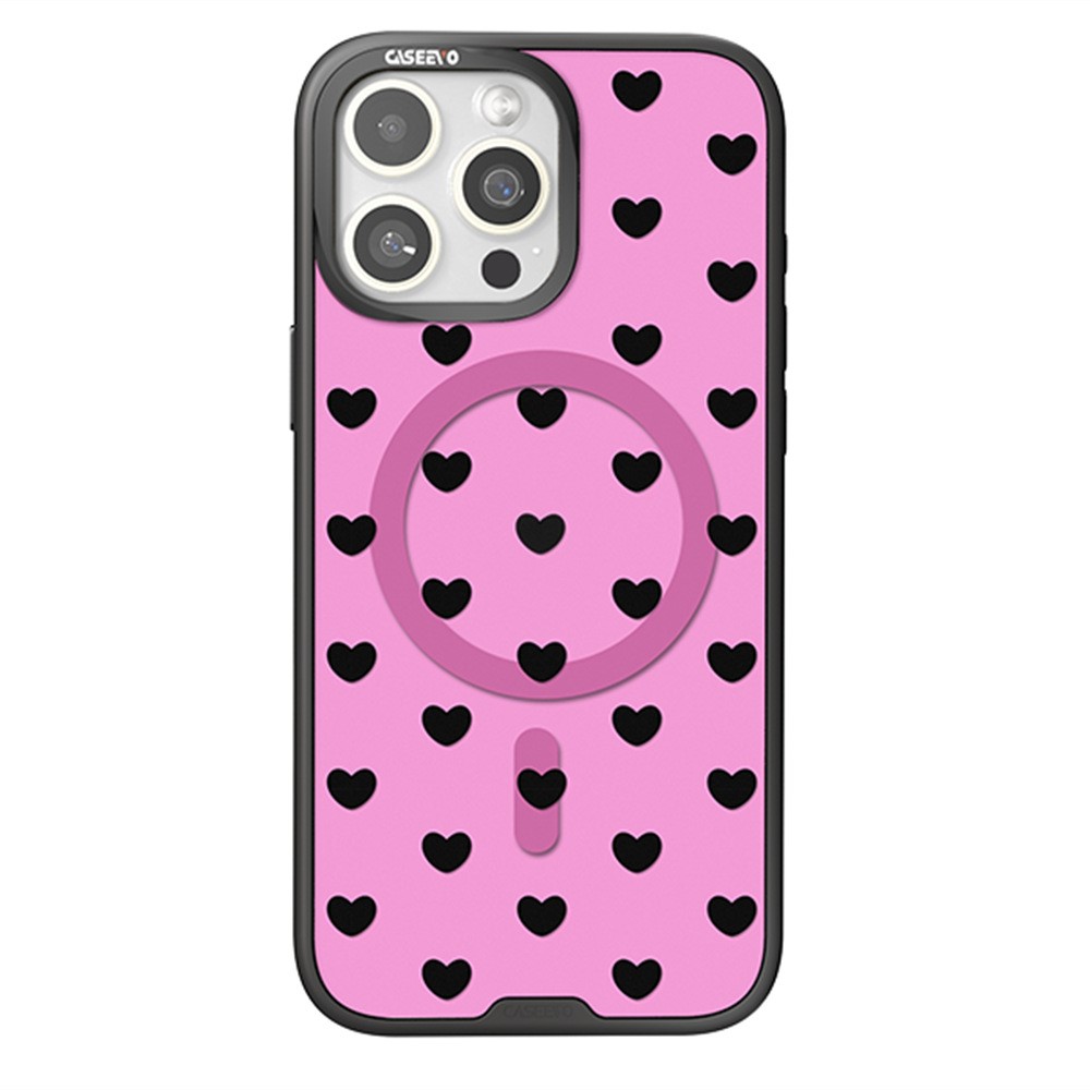 CASEEVO For iPhone 16 Pro Case Compatible with MagSafe TPU Acrylic Cover with Interchangeable Dots Backplate - Heart