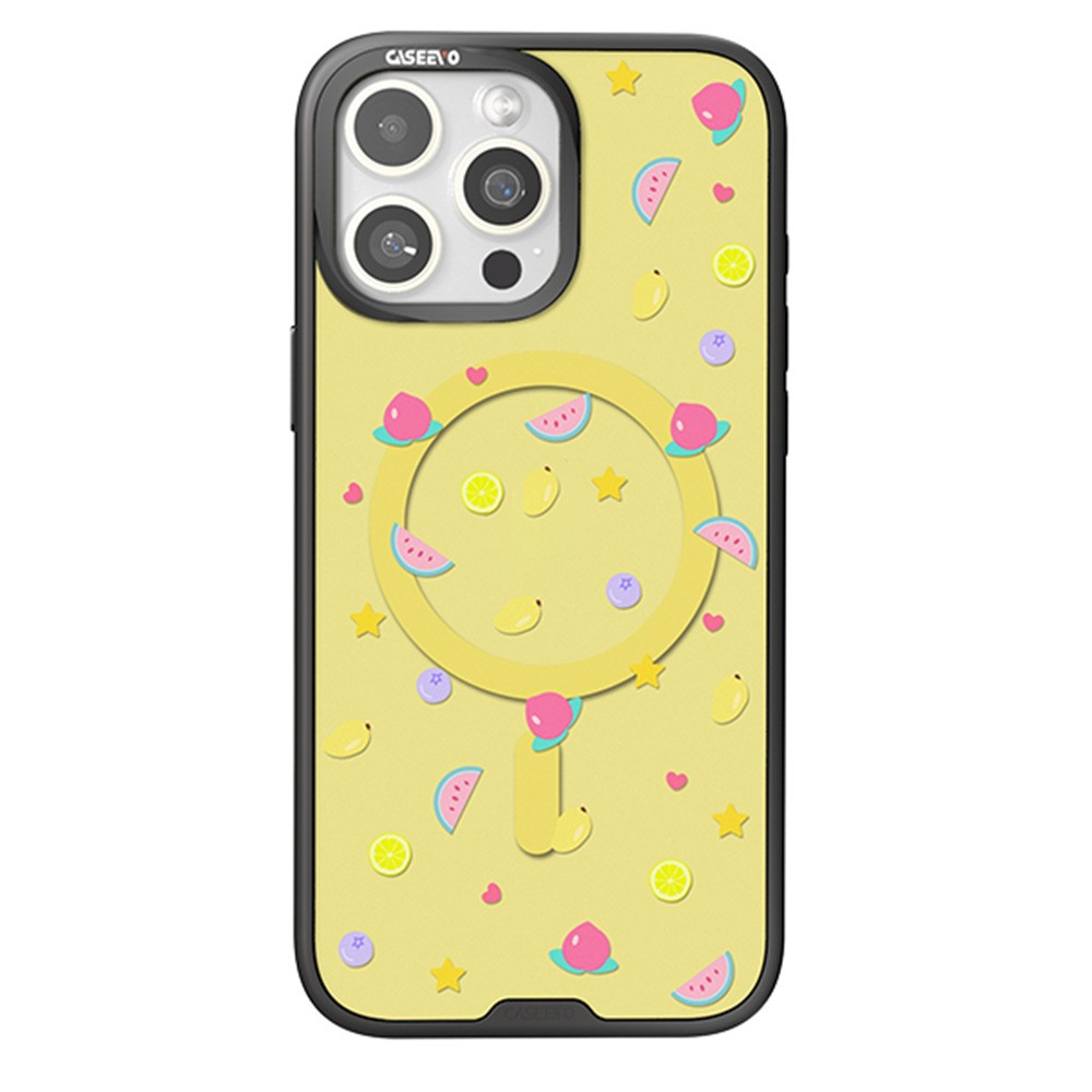 CASEEVO For iPhone 15 Pro Case Compatible with MagSafe TPU Acrylic Cover with Interchangeable Dots Backplate - Fruit