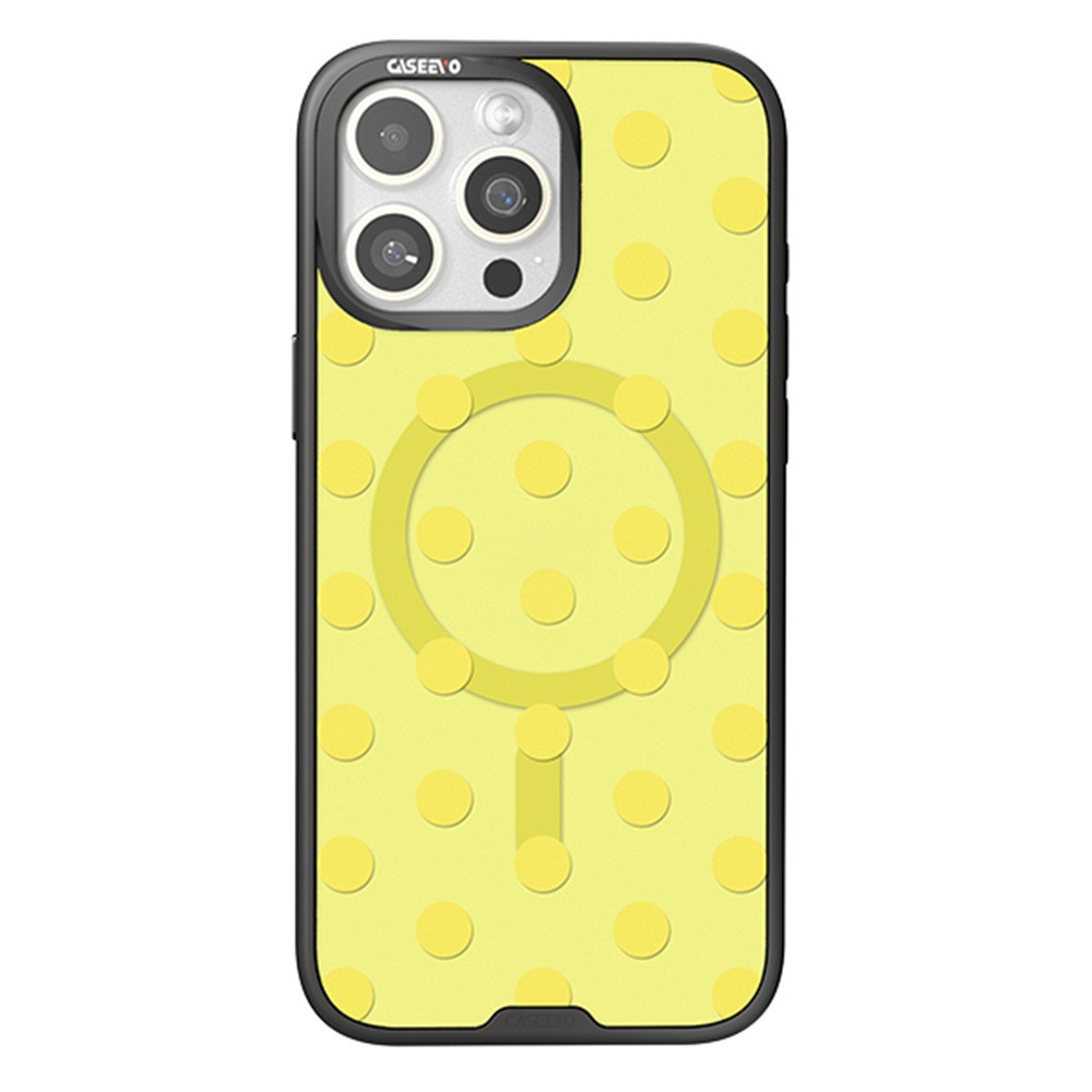 CASEEVO For iPhone 15 Pro Max Case Compatible with MagSafe TPU Acrylic Cover with Interchangeable Dots Backplate - Yellow