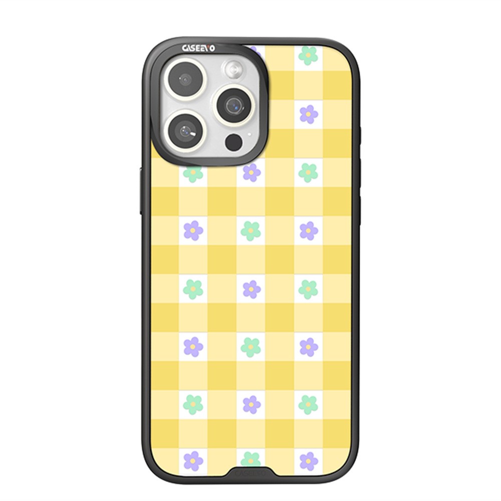 CASEEVO For iPhone 14 Pro Case Compatible with MagSafe TPU Acrylic Magnetic Phone Cover with Detachable Grid Backplate - Flower