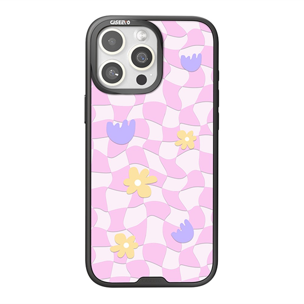 CASEEVO For iPhone 15 Pro Max Case Compatible with MagSafe TPU Acrylic Magnetic Phone Cover with Detachable Grid Backplate - Wave